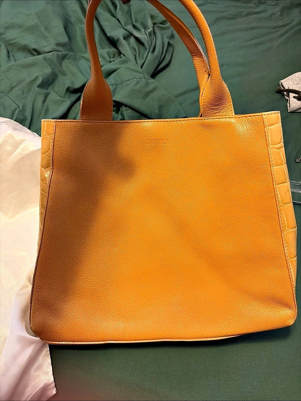 Furla Practica Tote Textured Bag in Orange